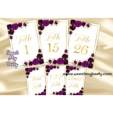 Eggplant Wedding Table numbers, Eggplant table numbers,(19w) Eggplant Wedding Table numbers, Eggplant table numbers,(19w)